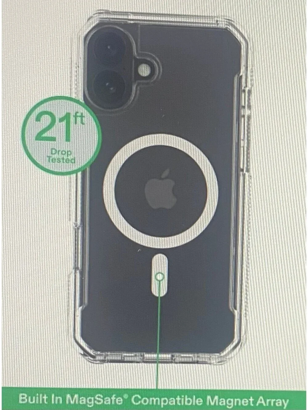 Onn Rugged Case for iPhone 16 Clear